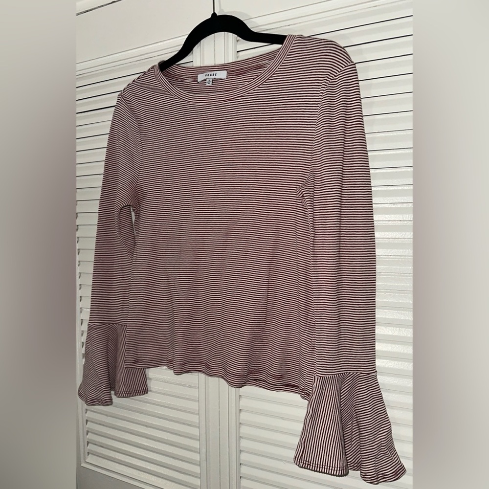 Anthropologie Ro & De Striped Bell Sleeve‎ Knit Top Size M - Picture 3 of 10
